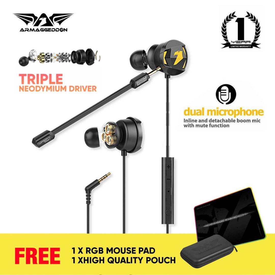 Armaggeddon Wasp 7 Pro 3d Gaming Earphones With Triple Neodymium Driver And Mic Free Special
