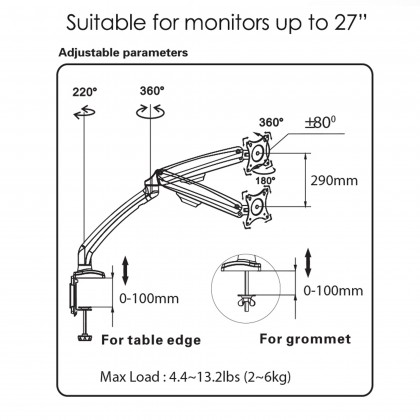 Armaggeddon Mechanic M2 Dual Monitor Arm